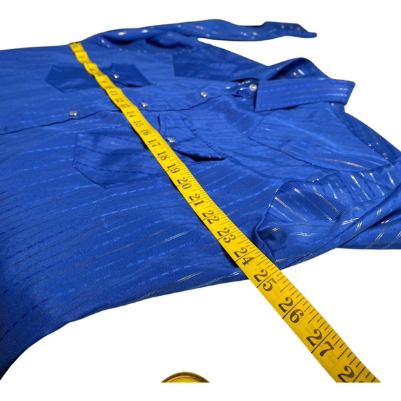 Ely Cattleman Blue and Silver Striped Men's Blue Shirt, L - Picture 6 of 12